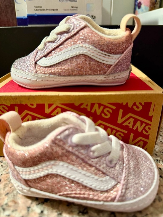 Vans Other - Vans Toddler Glitter Old Skool Sneakers - Light Pink and White